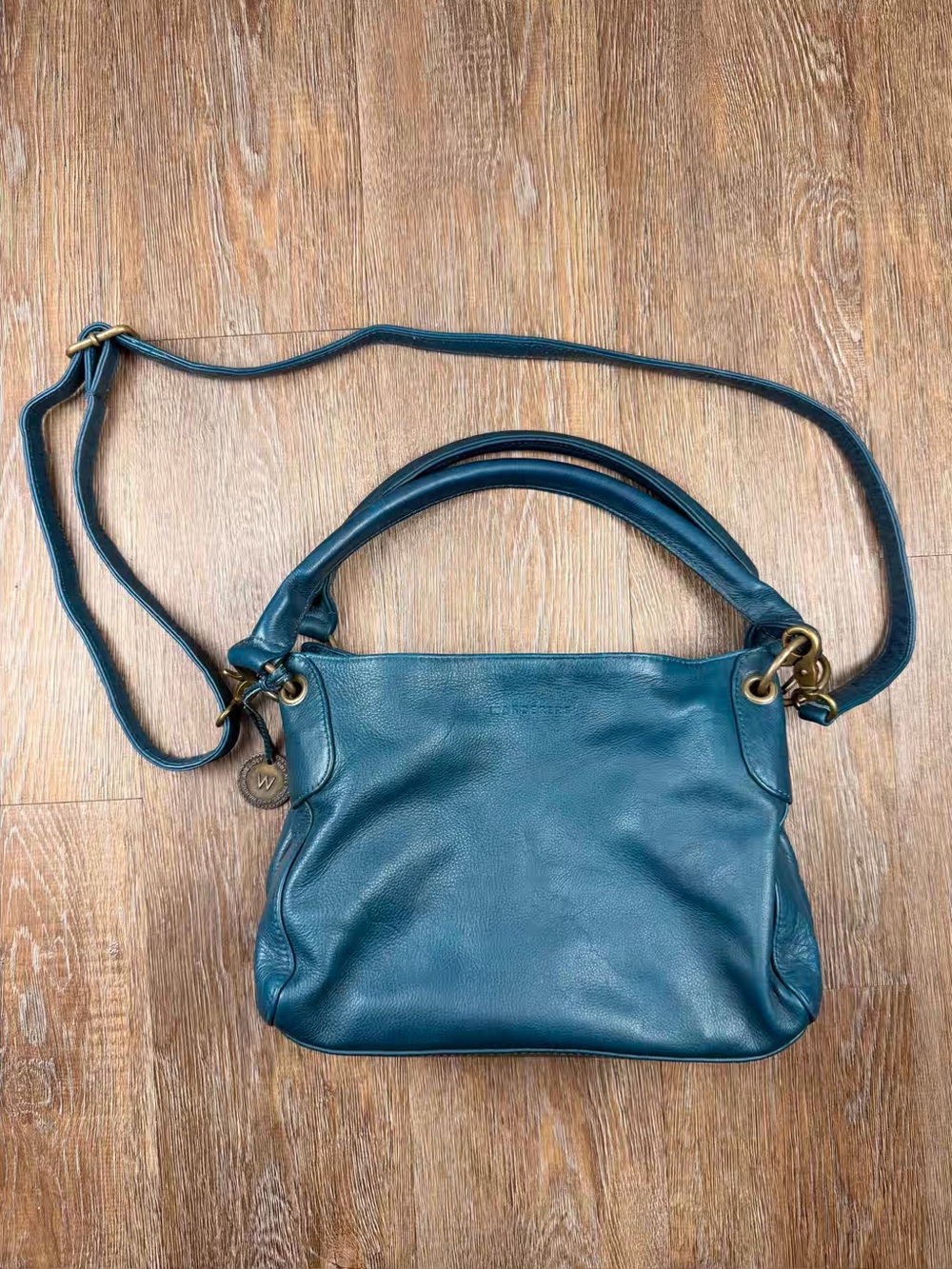 Wanderers Travel Co Toulouse Teal Leather Convertible Crossbody Satchel Bag